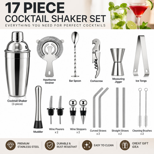17pcs cocktail shaker - cocktail, set