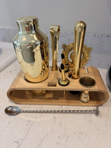 Gold bartender kit with - kit, bamboo